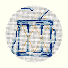 The Plum Stitchery Blue & White Twelve Drummers Drumming Needlepoint Canvas