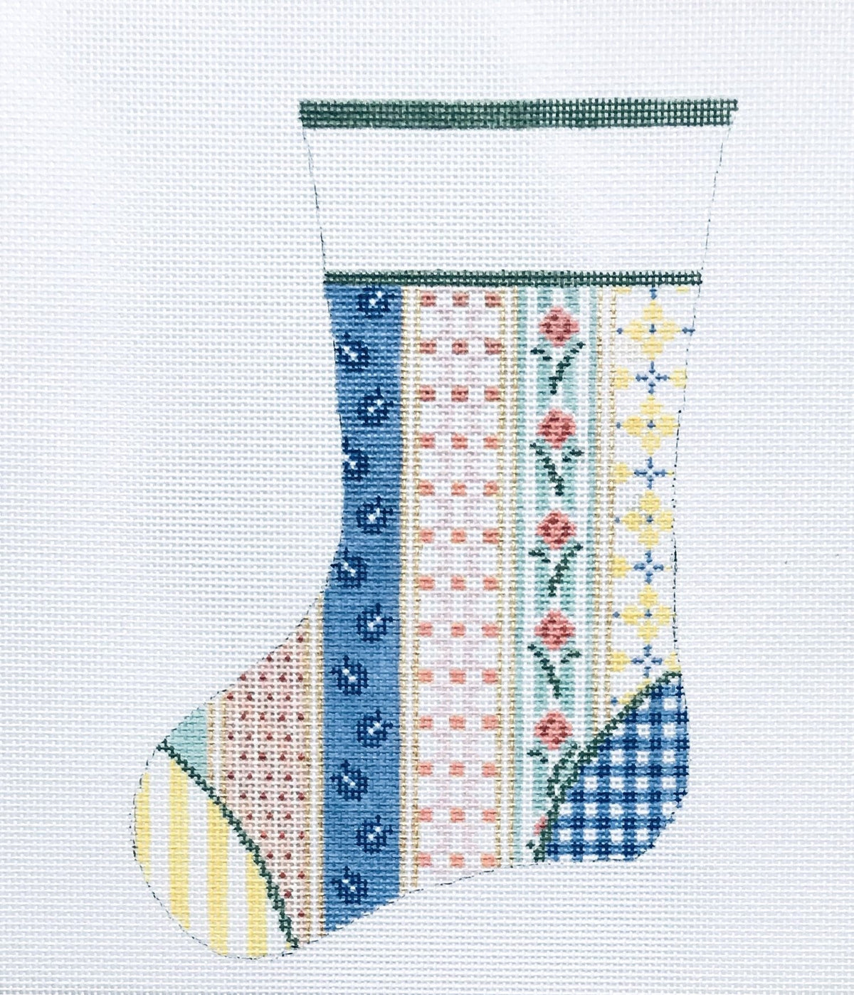 The Plum Stitchery Vintage Quilt Mini Stocking Needlepoint Canvas