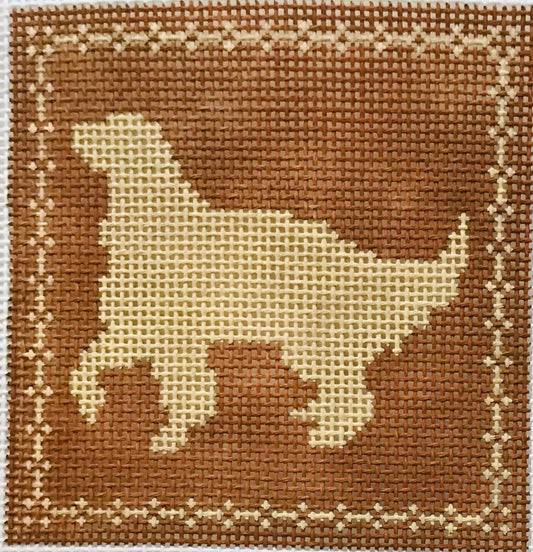 The Plum Stitchery Left Facing Golden Retriever Silhouette Needlepoint Canvas