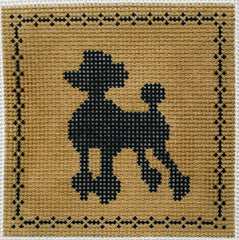 The Plum Stitchery Left Facing Poodle Silhouette Needlepoint Canvas