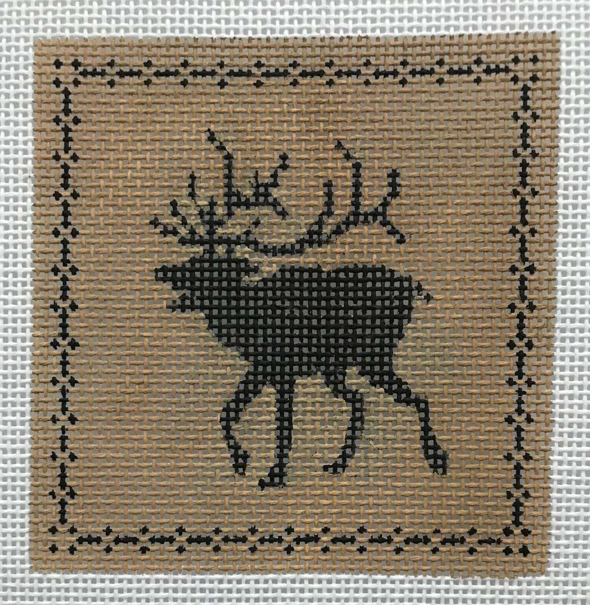 The Plum Stitchery Left Facing Caribou Silhouette Needlepoint Canvas