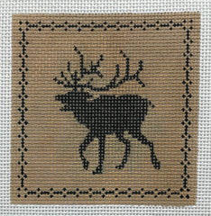 The Plum Stitchery Left Facing Caribou Silhouette Needlepoint Canvas
