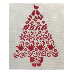 The Plum Stitchery Red Christmas Tree Needlepoint Canvas