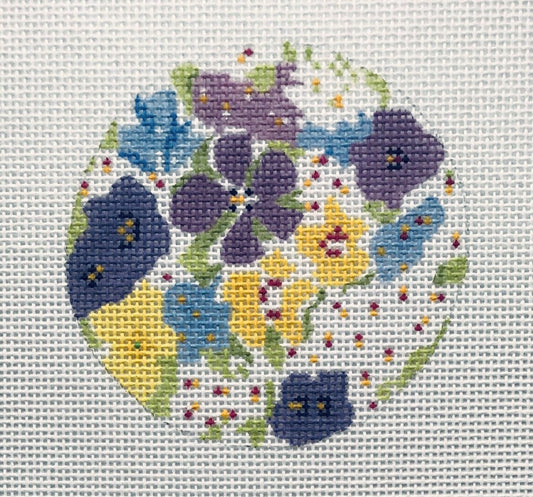 The Plum Stitchery Petite Fleur  3‚Äù Round Needlepoint Canvas