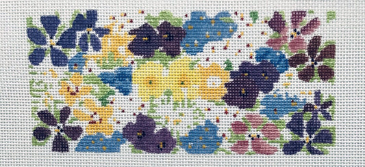 The Plum Stitchery Petite Fleur Needlepoint Canvas 6 x 3 inches