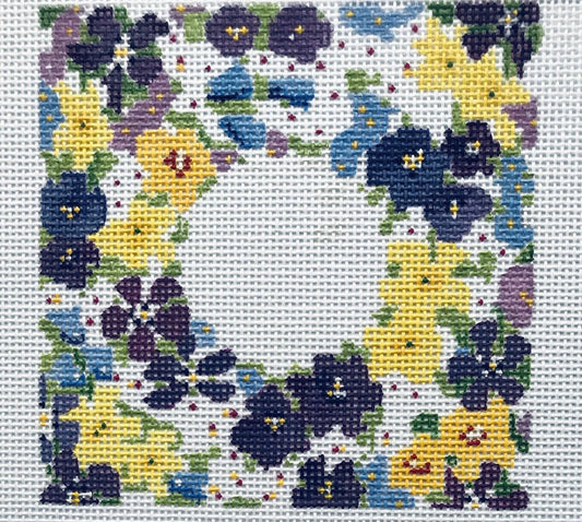 The Plum Stitchery Petite Fleur Needlepoint Canvas - 4 inches square