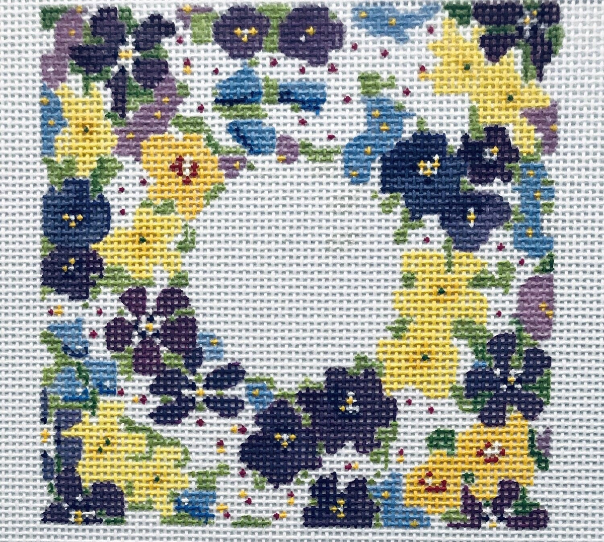 The Plum Stitchery Petite Fleur Needlepoint Canvas - 5.25 square