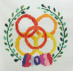 The Plum Stitchery Five Golden Rings Needlepoint Canvas