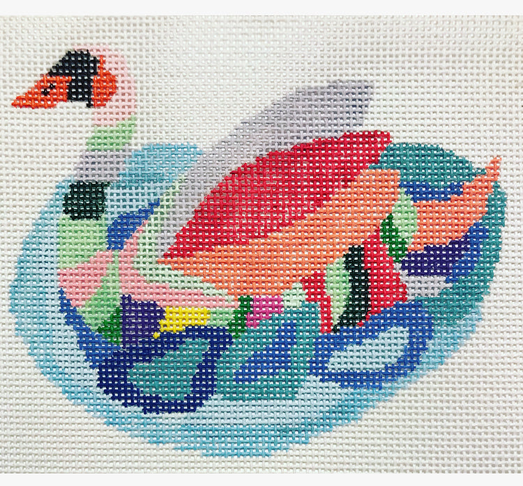 The Plum Stitchery Seven Swans A-Swimming Needlepoint Canvas