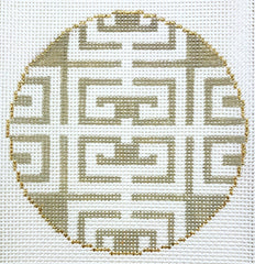 The Plum Stitchery Fret In Taupe Needlepoint Canvas