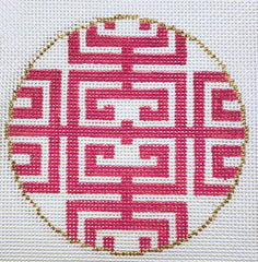The Plum Stitchery Fret In Pink Needlepoint Canvas