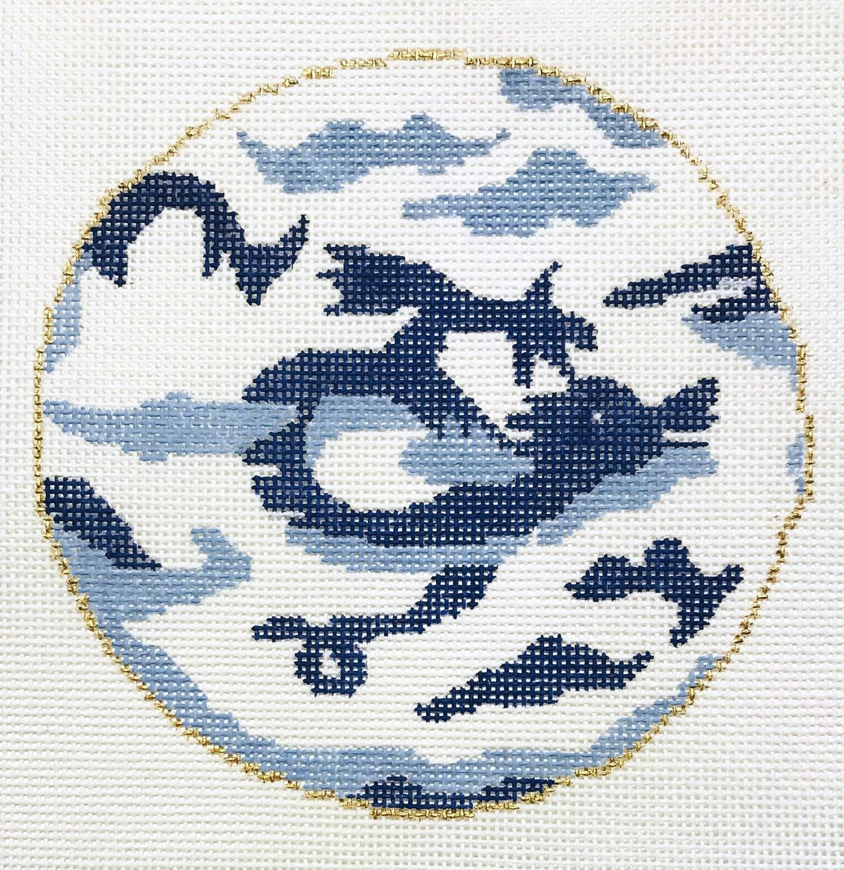 The Plum Stitchery Dragon In Blue Needlepoint Canvas