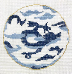 The Plum Stitchery Dragon In Blue Needlepoint Canvas