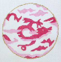 The Plum Stitchery Dragon In Pink Needlepoint Canvas