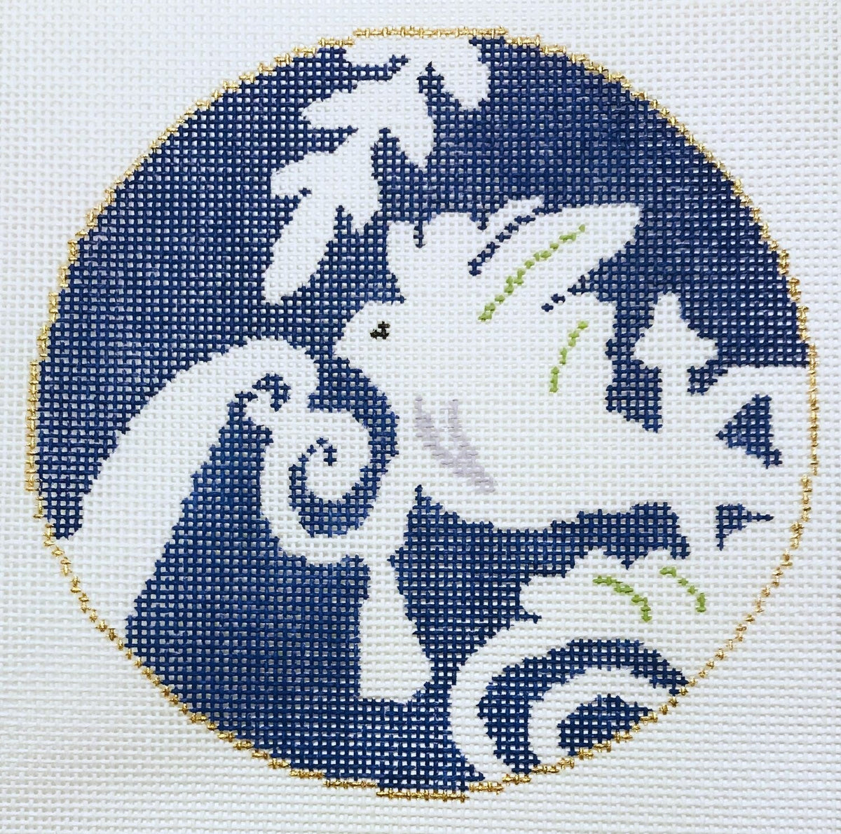 The Plum Stitchery Dove In Blue Needlepoint Canvas