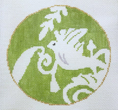 The Plum Stitchery Dove In Green Needlepoint Canvas