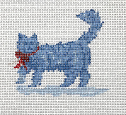 The Plum Stitchery Indigo Cat Needlepoint Canvas