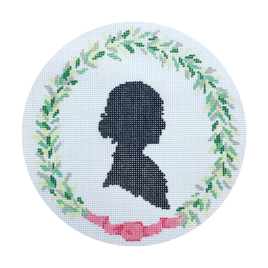 The Plum Stitchery Silhouette & Wreath Needlepoint Canvas