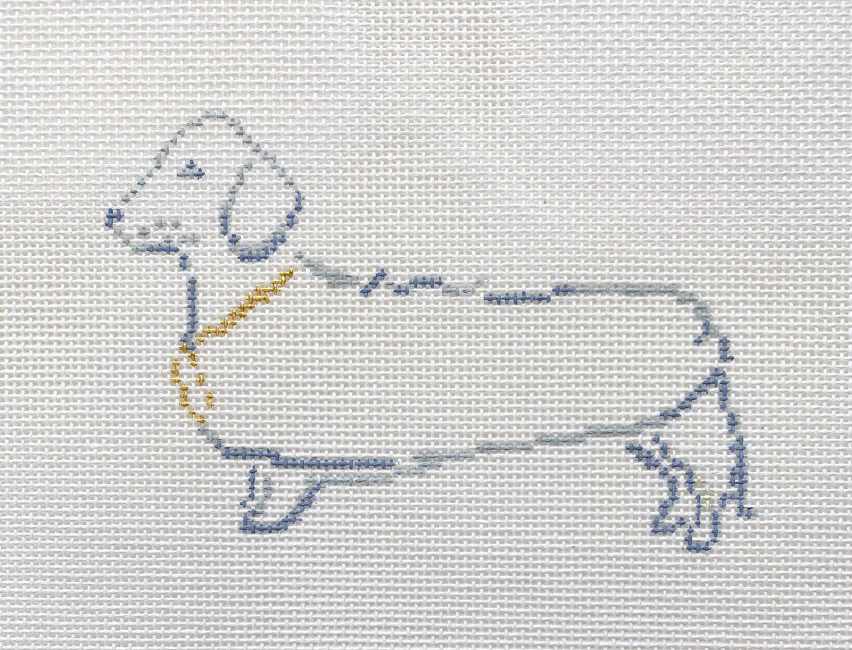 The Plum Stitchery Dachshund Ornament Needlepoint Canvas