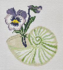 The Plum Stitchery Shell Series - Pansies Needlepoint Canvas