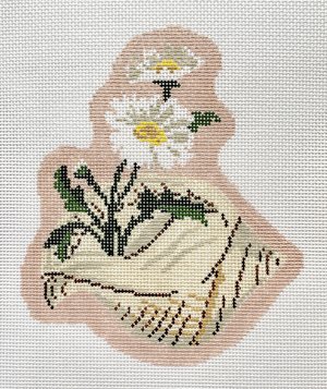 The Plum Stitchery Shell Series - Daisies Needlepoint Canvas -13M