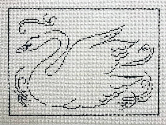 The Plum Stitchery Swanning Around Needlepoint Canvas