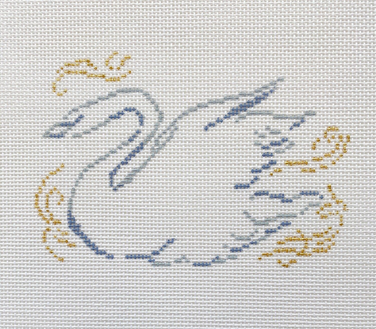 The Plum Stitchery Swanning Around Ornament Needlepoint Canvas