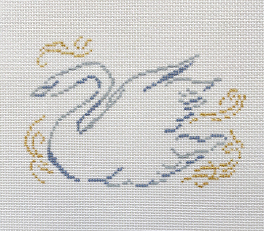 The Plum Stitchery Swanning Around Ornament Needlepoint Canvas