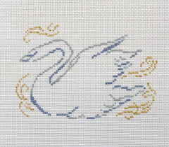 The Plum Stitchery Swanning Around Ornament Needlepoint Canvas