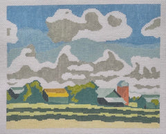 The Plum Stitchery Country Farm Clouds Needlepoint Canvas -13M