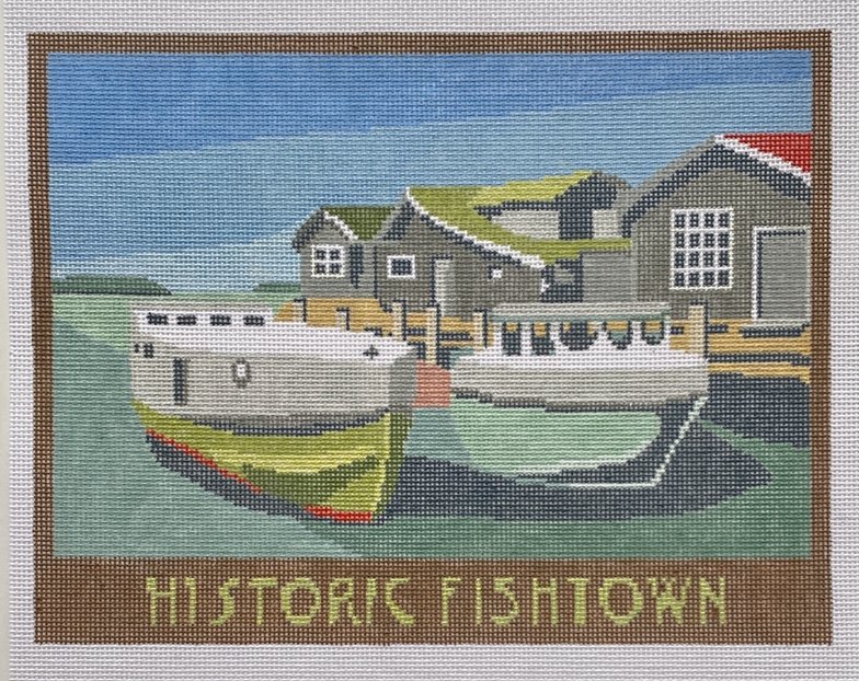 The Plum Stitchery Historic Fishtown Needlepoint Canvas