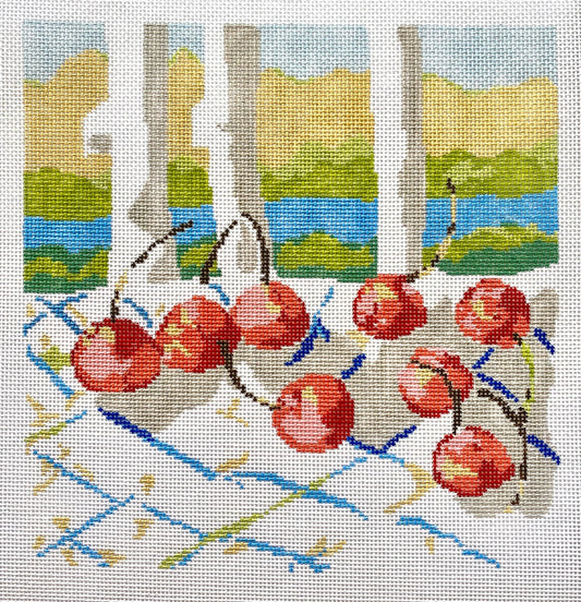 The Plum Stitchery Cherries Needlepoint Canvas