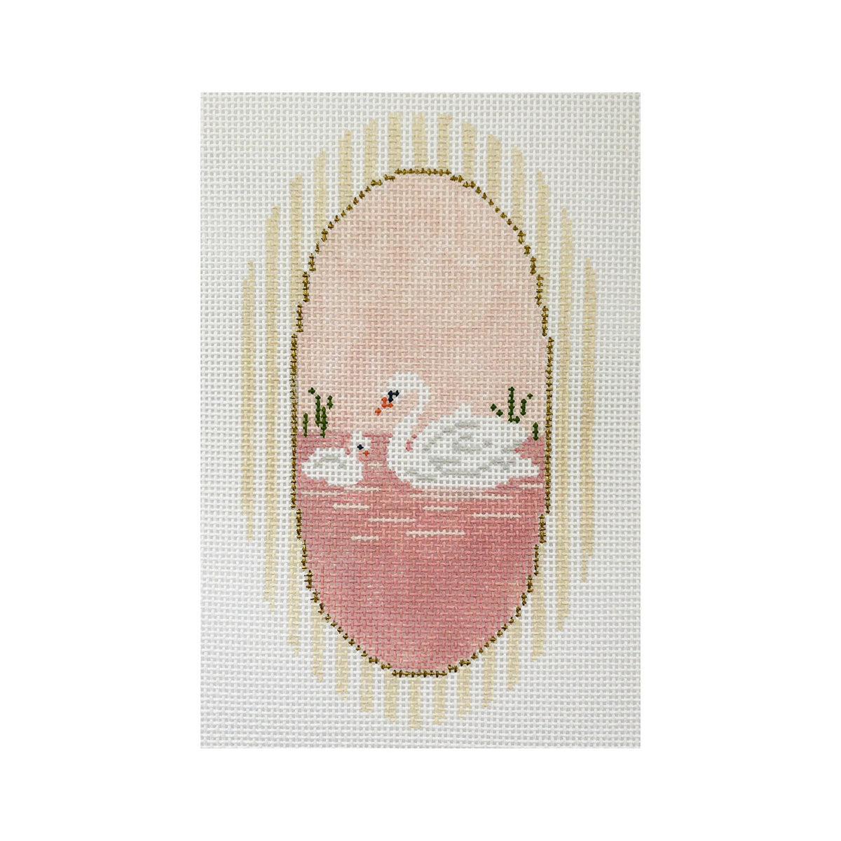 The Plum Stitchery Swans Needlepoint Canvas