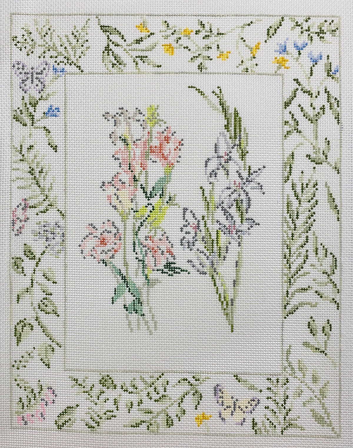 The Plum Stitchery Texas Bluebell & Gladiolus Needlepoint Canvas