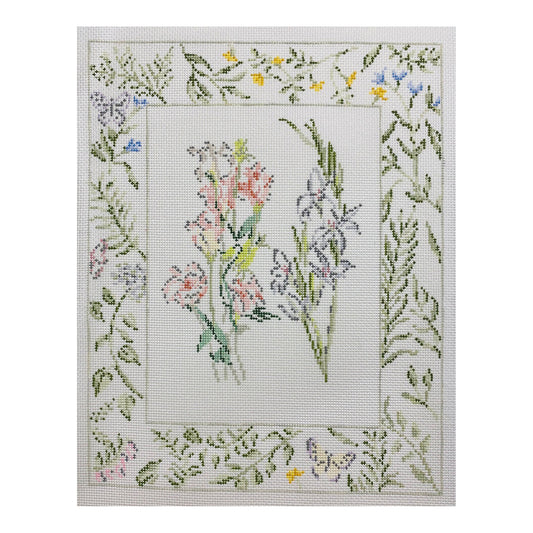 The Plum Stitchery Riley Sheehey Texas Bluebell & Gladiolus Needlepoint Canvas