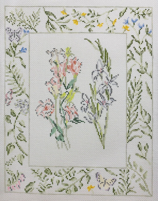 The Plum Stitchery Texas Bluebell & Gladiolus Needlepoint Canvas
