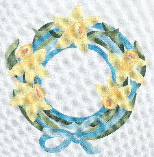 The Plum Stitchery Daffy Wreath Needlepoint Canvas