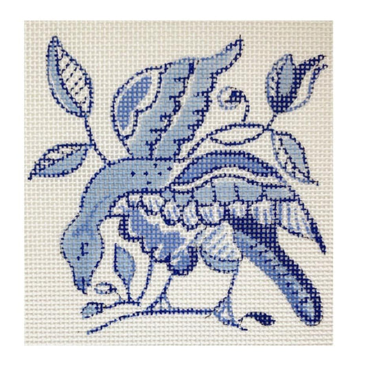 The Plum Stitchery Delft Tiles Collection - Pheasant Needlepoint Canvas