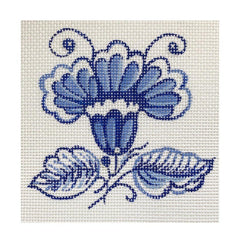 The Plum Stitchery Delft Tiles Collection - Iris Needlepoint Canvas