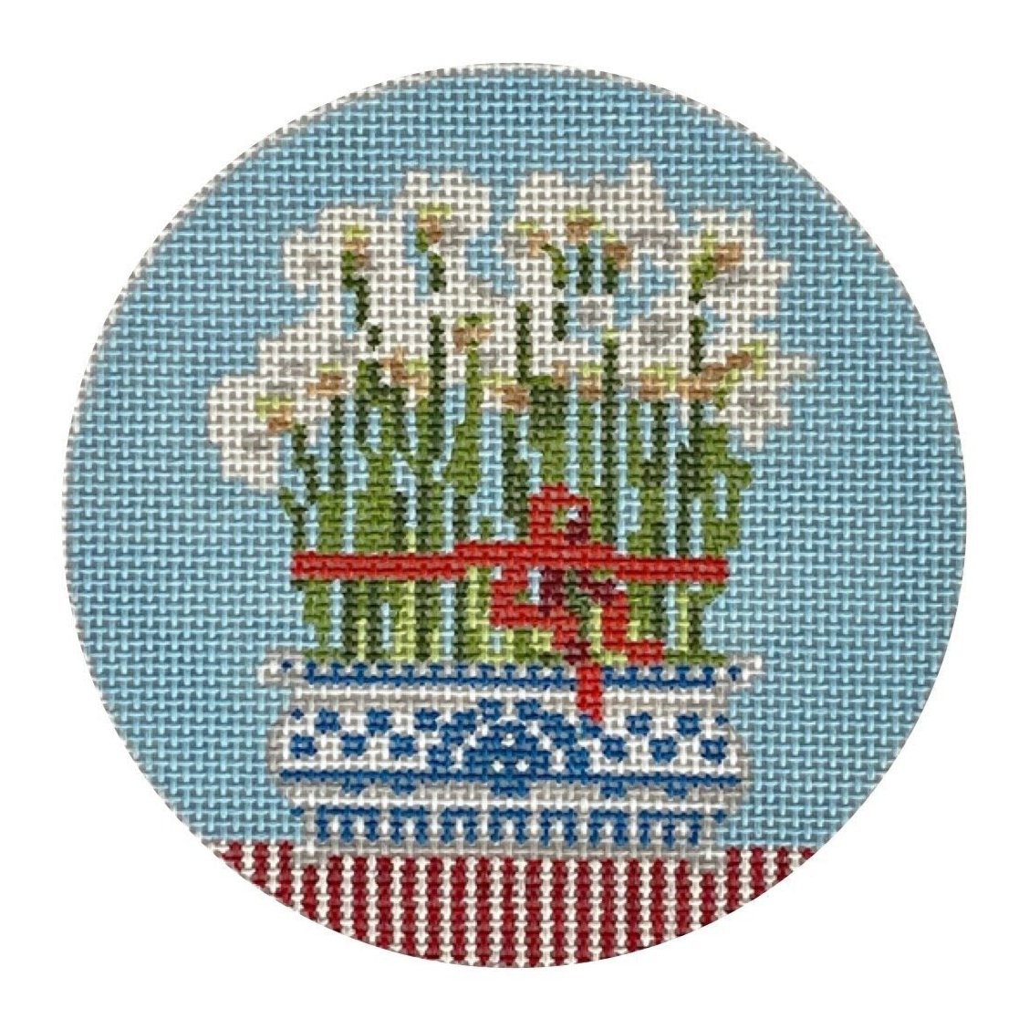 The Plum Stitchery Paper Whites Needlepoint Canvas