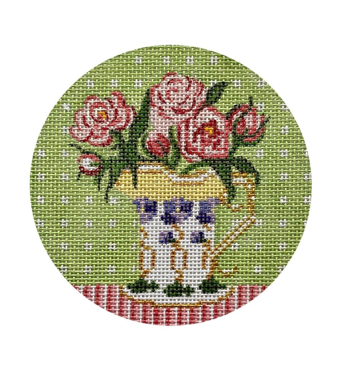 The Plum Stitchery Peonies Needlepoint Canvas