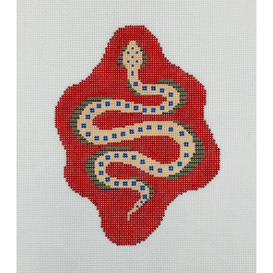 The Plum Stitchery Petite Snake - Red Needlepoint Canvas
