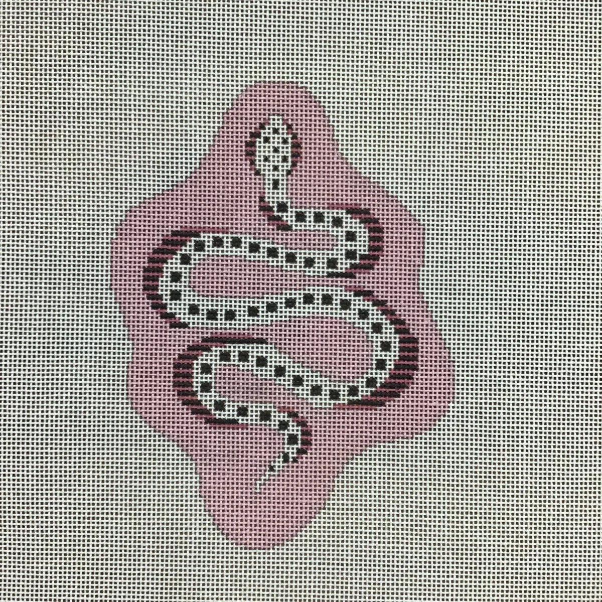The Plum Stitchery Petite Snake - Pink Needlepoint Canvas