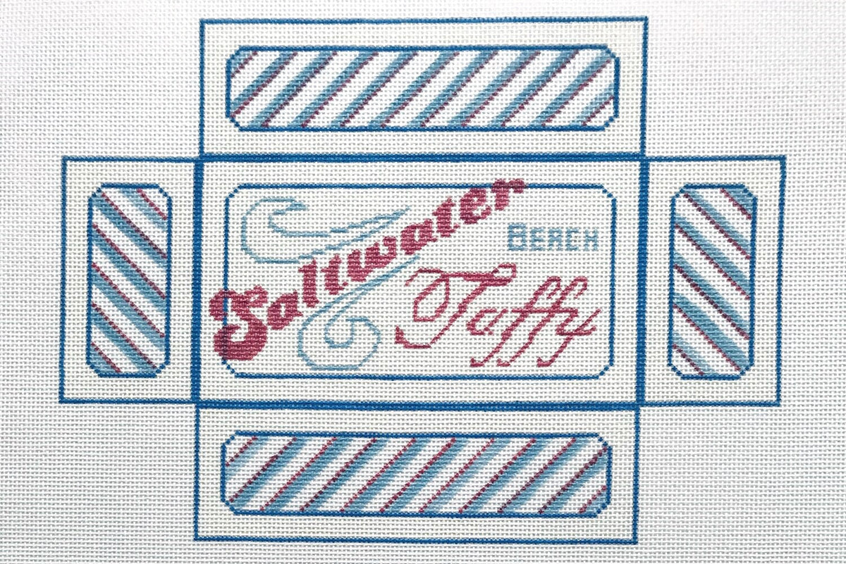 The Plum Stitchery Saltwater Taffy Box Needlepoint Canvas