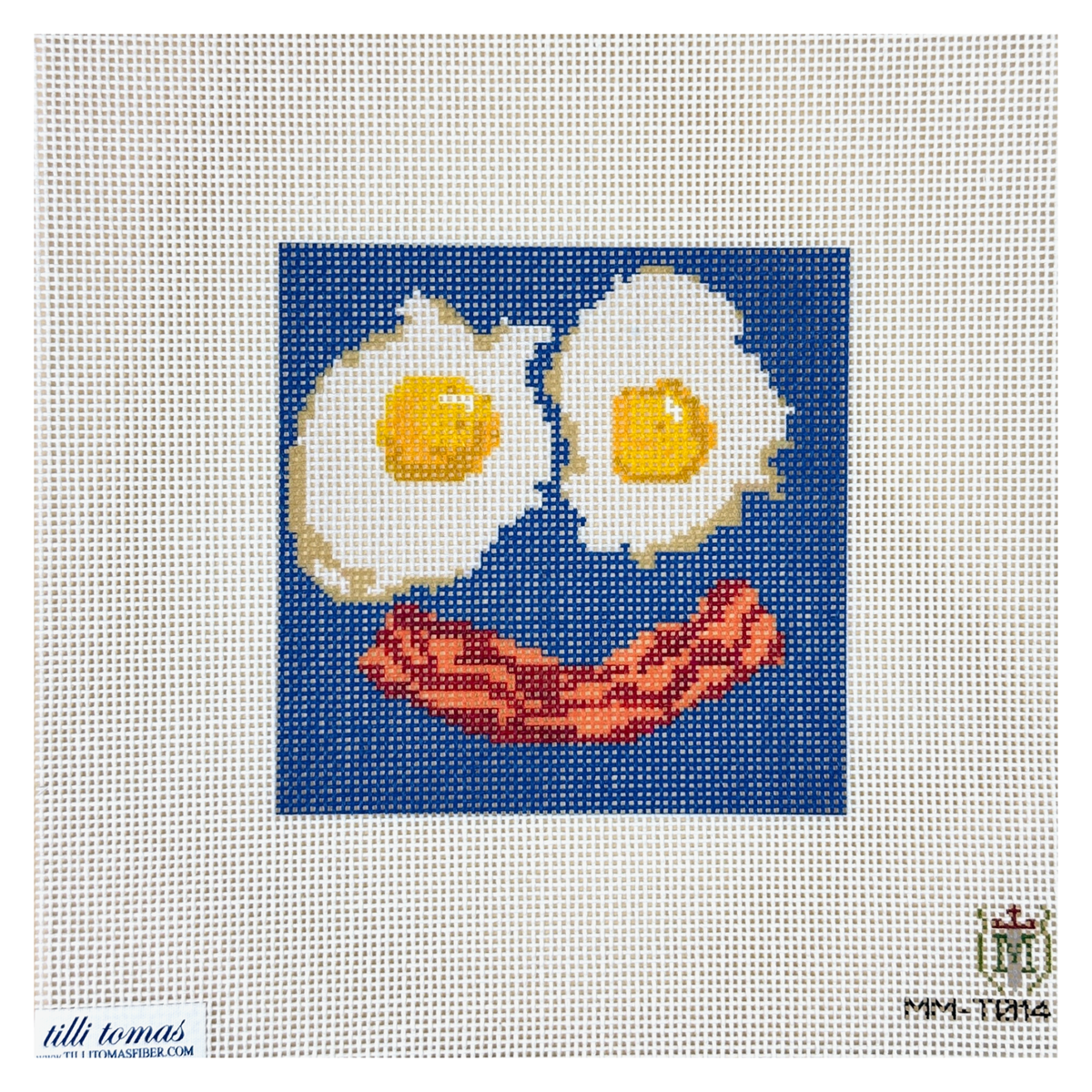 Tilli Tomas Misty Morrow Fried Eggs and Bacon Smiley Face Needlepoint Canvas
