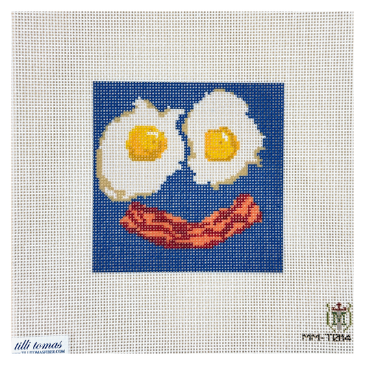Tilli Tomas Misty Morrow Fried Eggs and Bacon Smiley Face Needlepoint Canvas