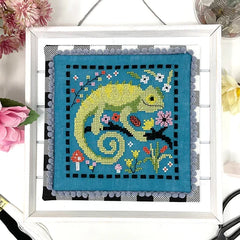 Tiny Modernist Chameleon Cross Stitch Pattern
