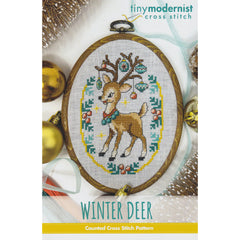Tiny Modernist Winter Deer Cross Stitch Pattern
