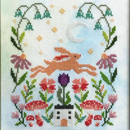 Tiny Modernist Garden Hare Cross Stitch Pattern