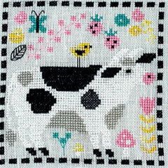 Tiny Modernist Strawberry Cow Cross Stitch Pattern